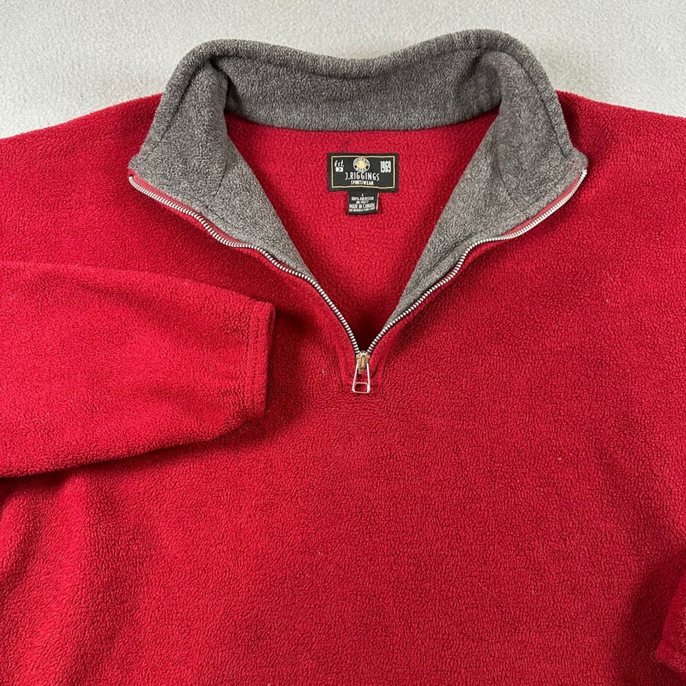 J. Riggins Sportswear Mens Red Quarter Zip Fleece Pullover Jacket Large Canada